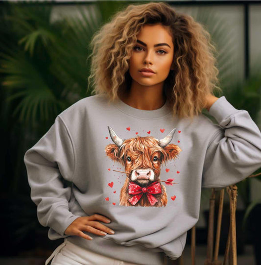 Highland Cow Valentine Sweatshirt
